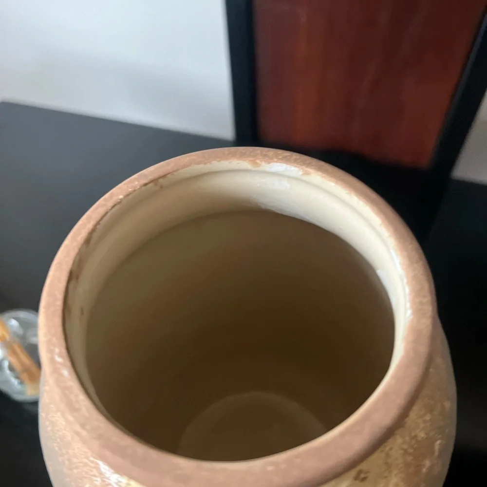 Rustic Tan and Cream Vase new vintage